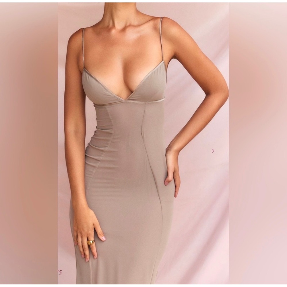 New!‎ House of CB 'Loren' Latte Corset Maxi Dress in Tan Sz Medium $269 - Picture 7 of 9